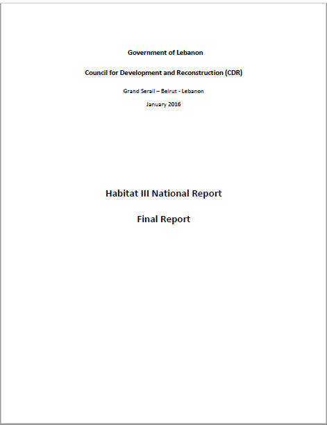Habitat III National Report  - Republic of Lebanon