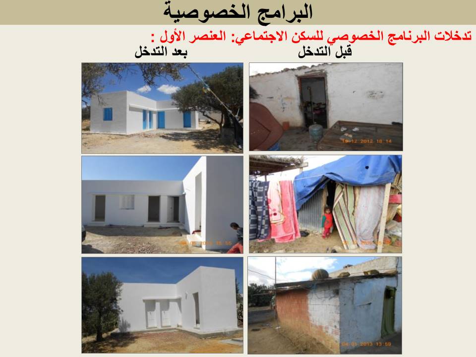 تدخلات البرنامج الخصوصي للسكن الاجتماعي: العنصر الأول