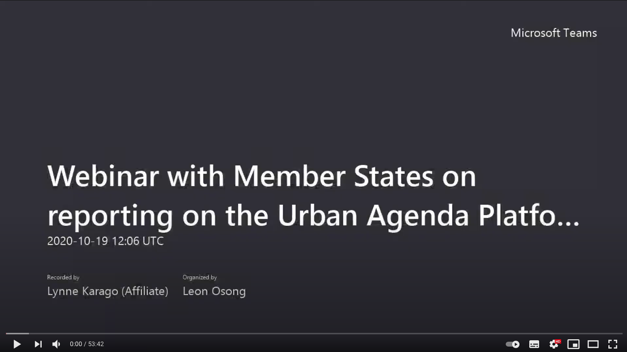 1st Webinar for Member States on preparing National Reports of the Implementation of the New Urban Agenda